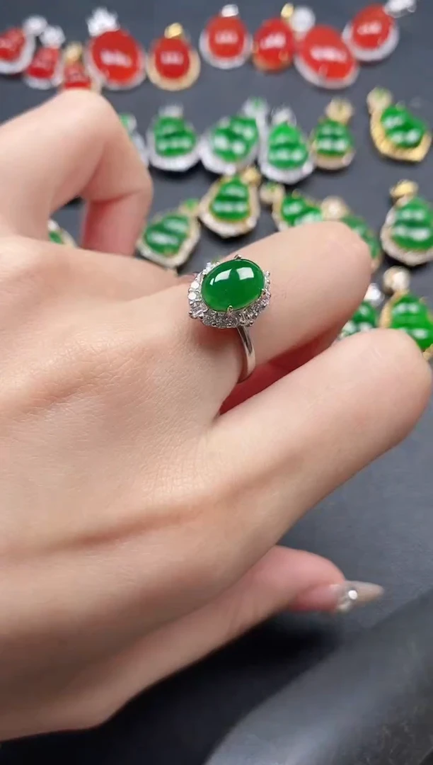 银S925镶嵌戒指翡翠15151