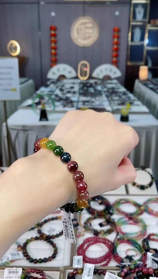 未镶嵌收藏级老矿碧玺单圈手串8mm+碧玺hon多样性发货一条