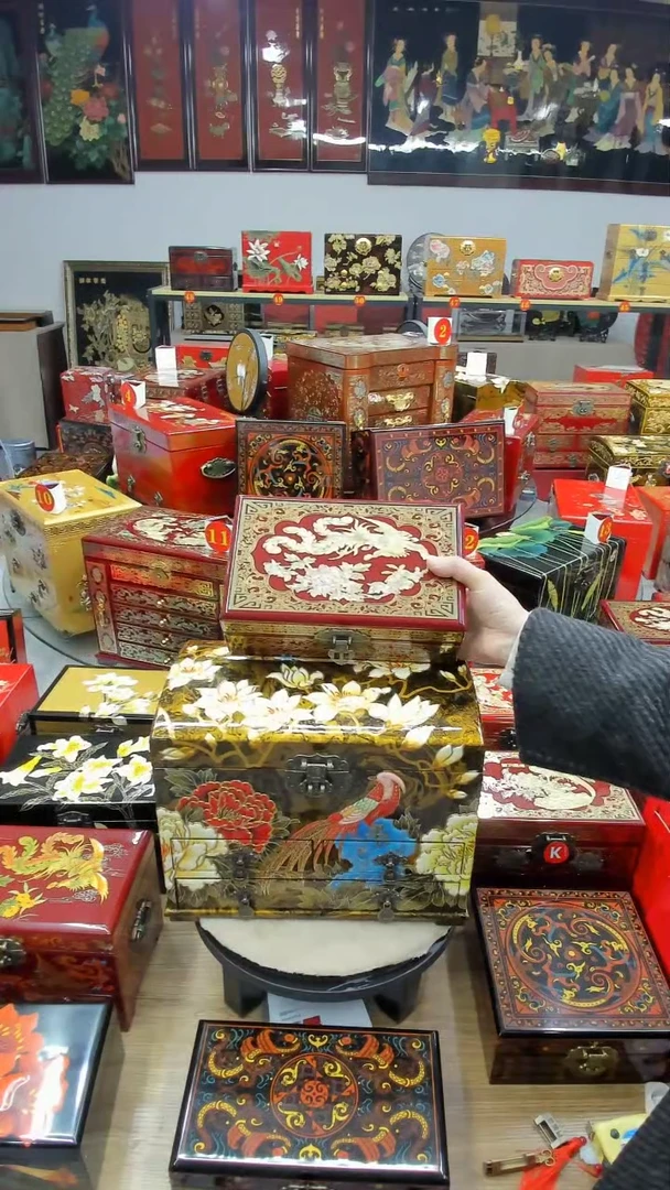 【闪购商品】23酒红双层铜丝贝壳镶嵌凤戏牡丹升级款