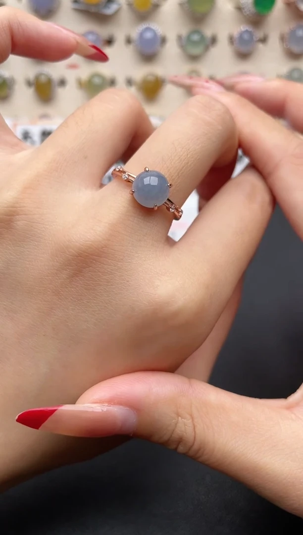 【闪购商品】翡翠戒指银S925镶嵌一物一证一礼盒