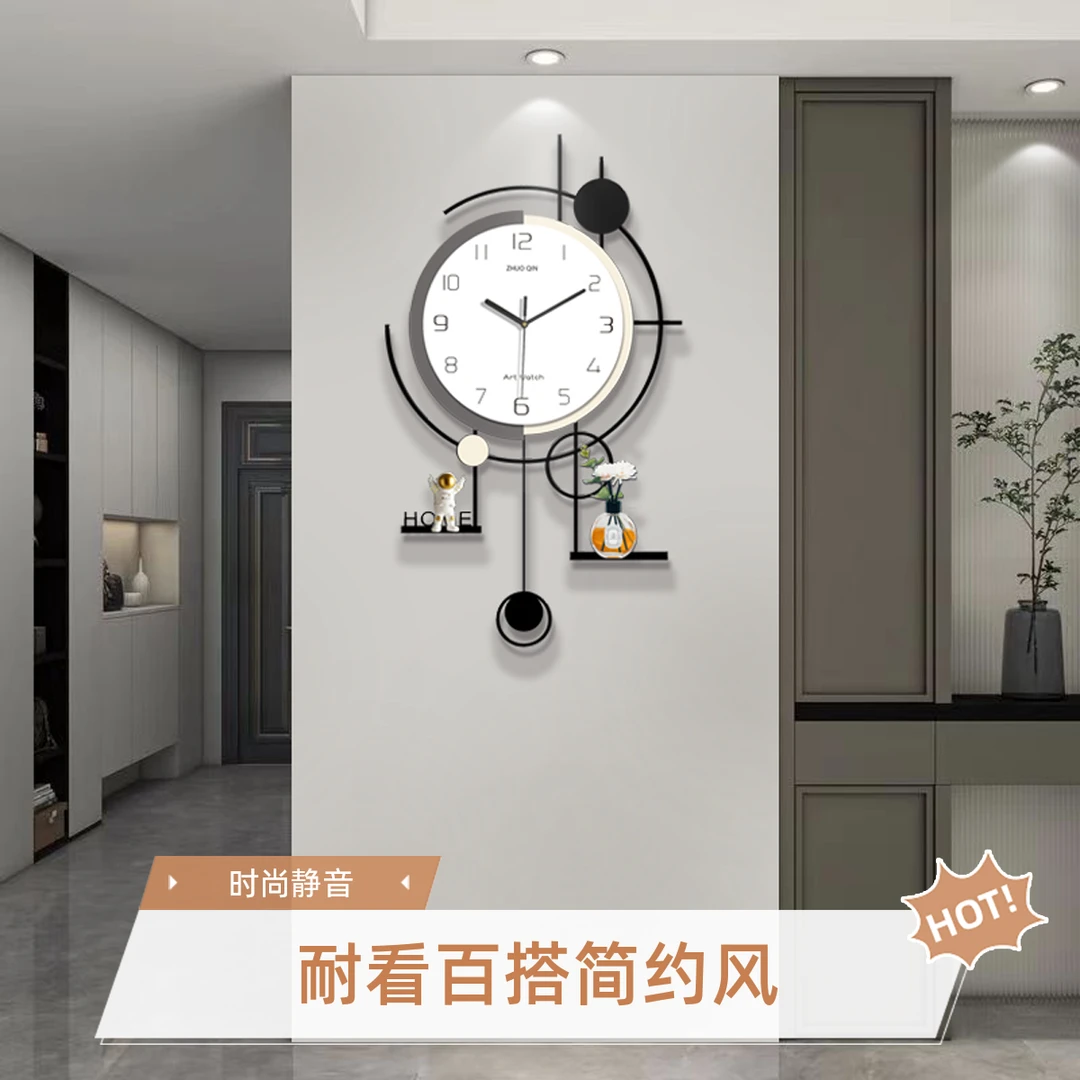 2025年新款现代简约钟表客厅挂钟创意钟表餐厅挂钟高档静音时钟