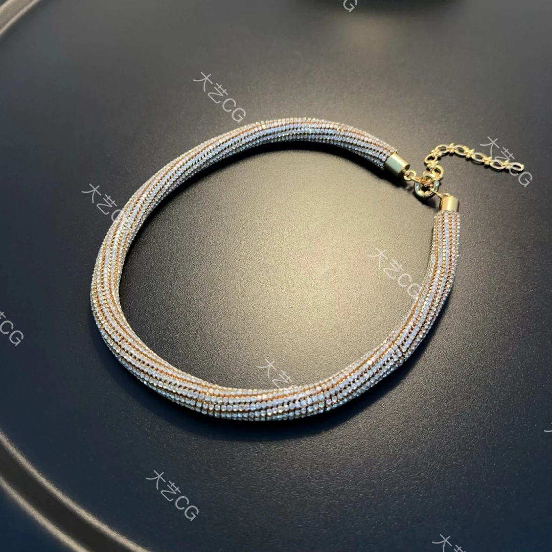 合金锆石项链 小众高级感项链闪bling bling礼服链配饰NECug 0539