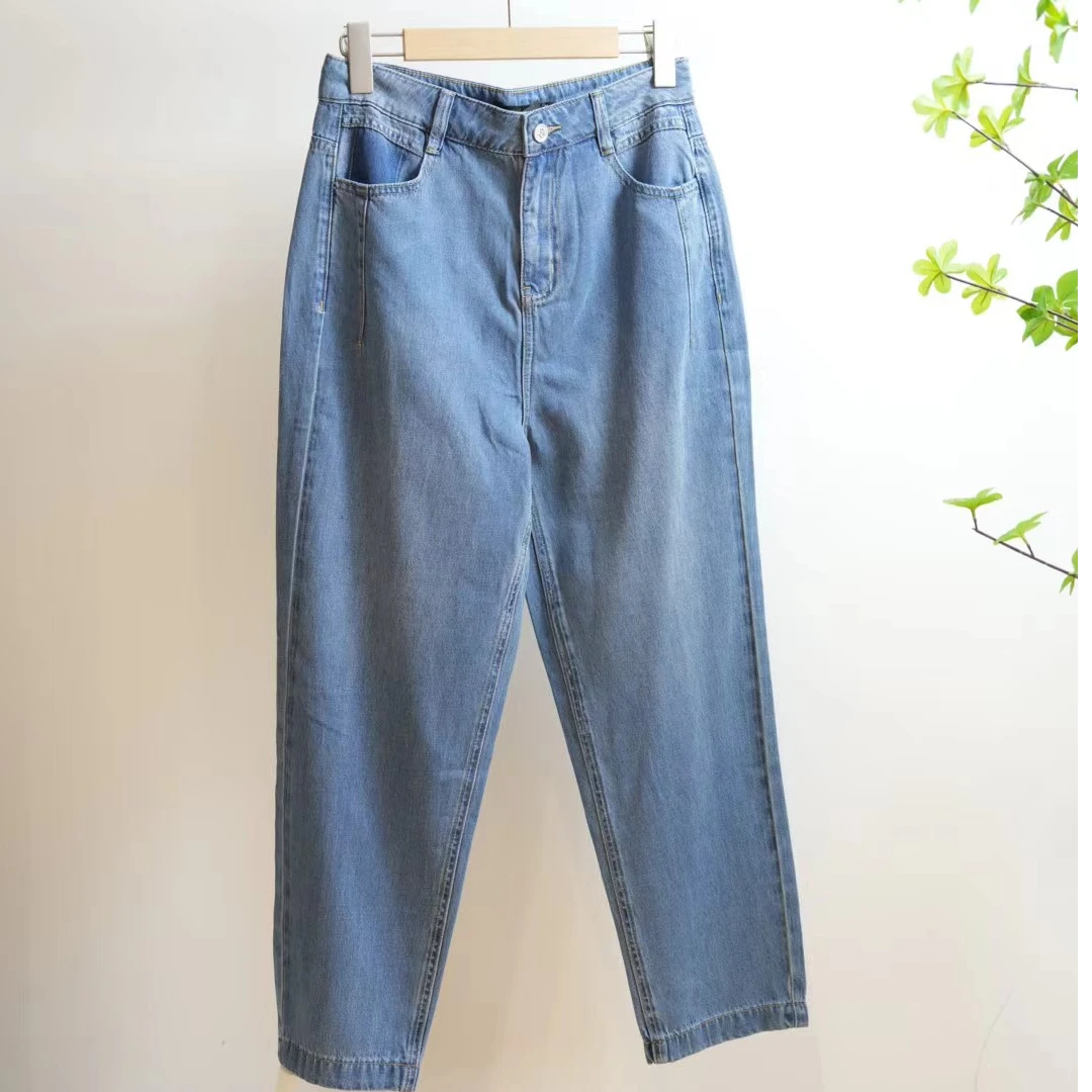 0755-蓝色简约百搭女款水洗牛仔裤