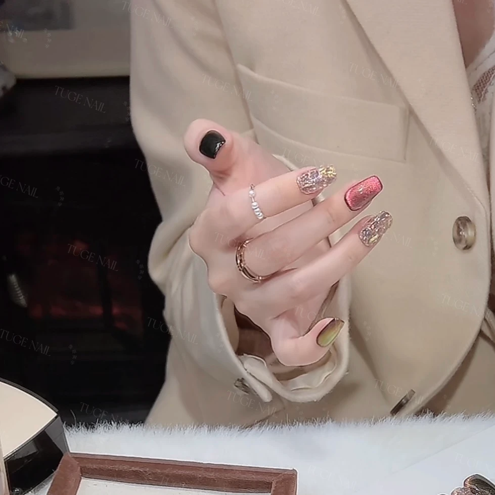 TugeNail "变色龙”国华黄钻缤纷轻奢三色渐变猫眼美甲TGLI