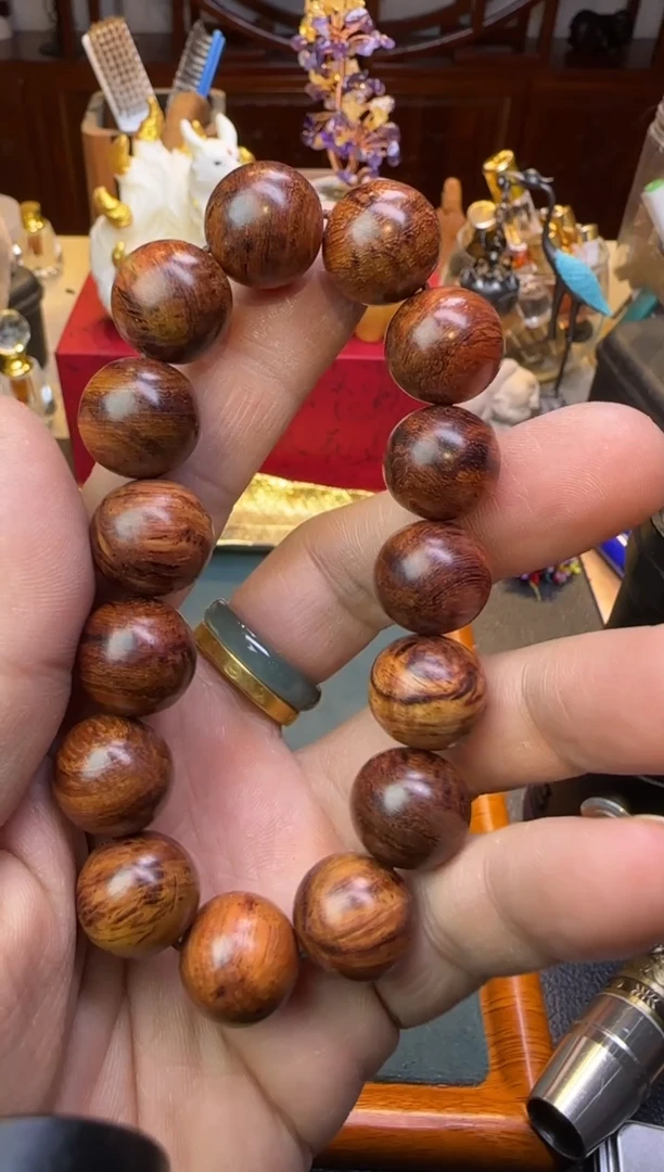 【闪购商品】黄花梨/降香黄檀手串/手链花梨芝麻点单圈15mm