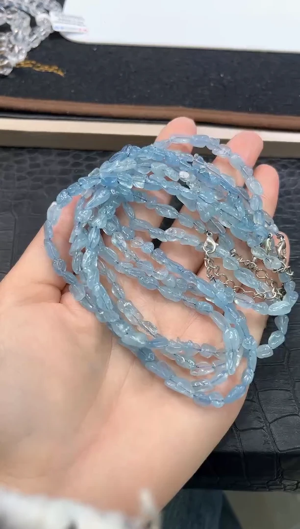 未镶嵌手链水晶7号海蓝宝原石随行项链