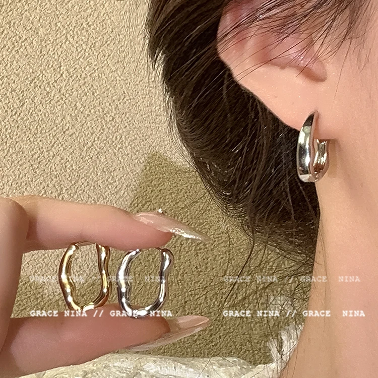 铜合金耳饰 C713不规则圈圈耳环2025新款爆款耳钉金属冷淡风耳饰