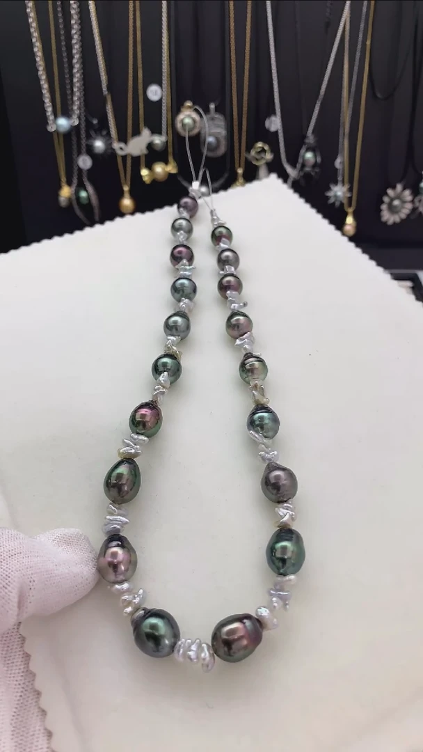 未镶嵌海水珍珠项链大溪地澳白keshi项链