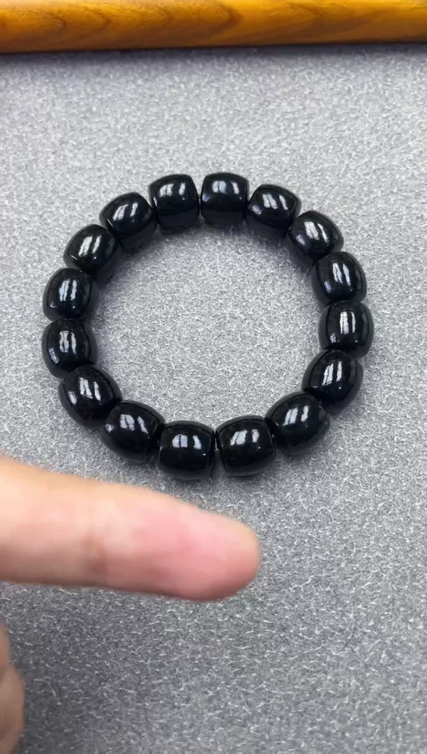 未镶嵌手链和田玉纯天然新疆塔县黑青14直切