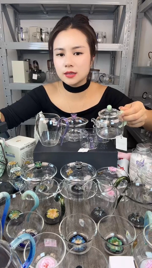 水晶玻璃无盖款小*禾器  禅语盖碗怡然公道杯 清禾杯浅紫色