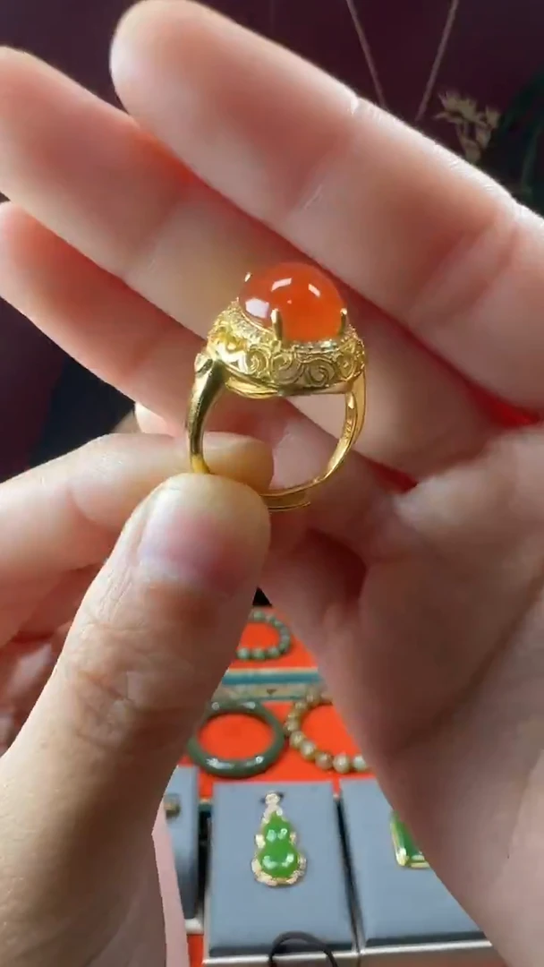 银S925镶嵌南红玛瑙戒指ZJJ28 南红冰红戒指多样性发其一