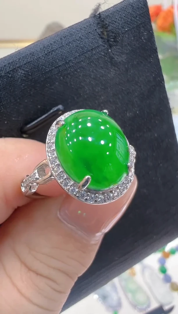 翡翠戒指银S925镶嵌团购多样性发一件