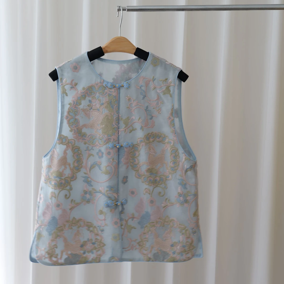 『汀兰』新中式桑蚕丝国风宽松气质马甲DHSQ4483