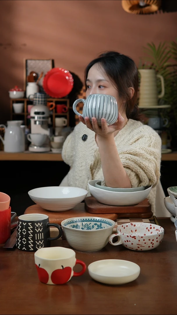 瓷片窑变竖条大水杯 微瑕 凑满20发货