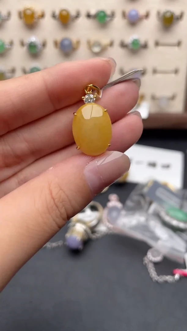 银S925镶嵌戒指翡翠一物一证一礼盒