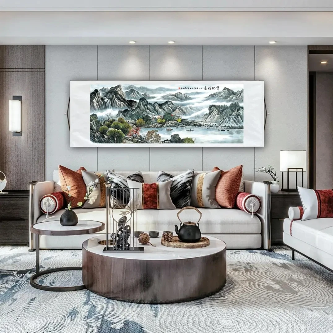 六尺（宝地福居）客厅茶室办公室高精复原软装挂画手工装裱