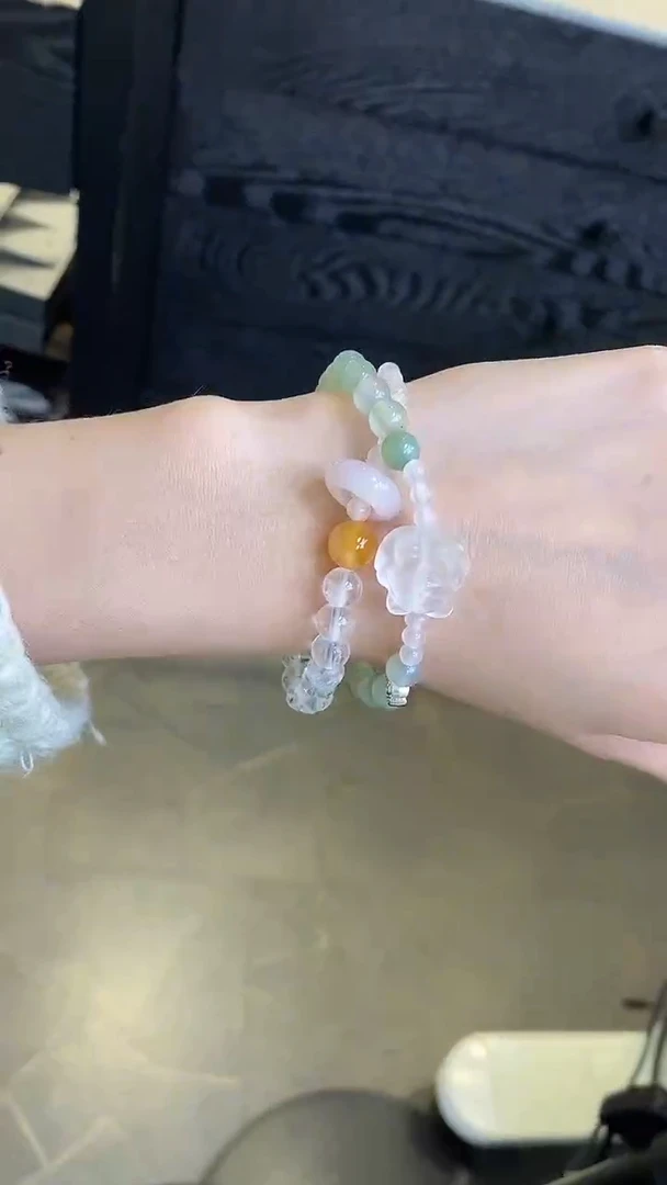 未镶嵌手链玛瑙/玉髓玛瑙水晶双圈手链