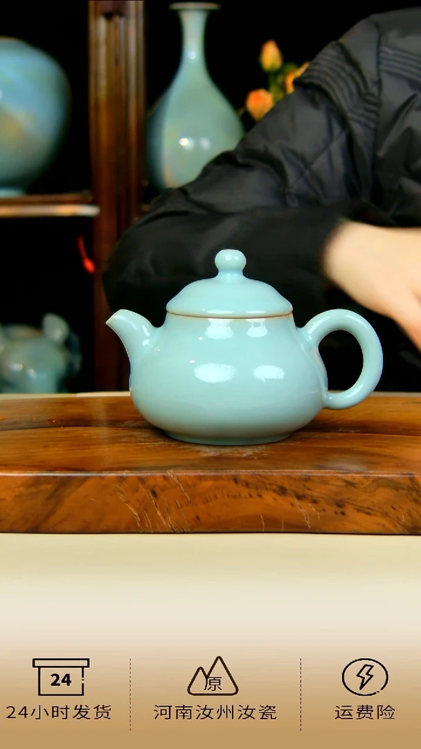 郗奎奎全手工天青色容天壶