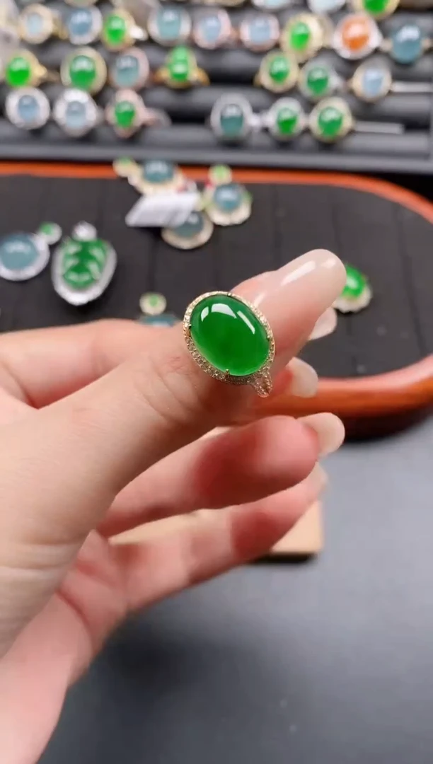 银S925镶嵌戒指翡翠111