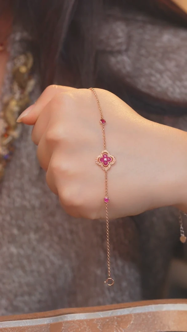 【闪购商品】红宝石手链18K金镶嵌@@U7318