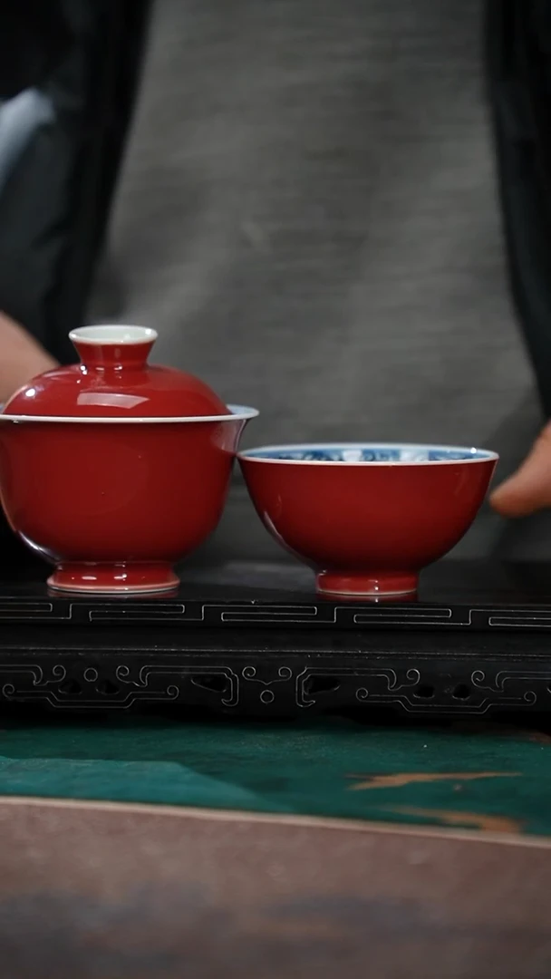 31+32-5宝石红卷足元宝两才+宝石红内莲纹宫碗杯