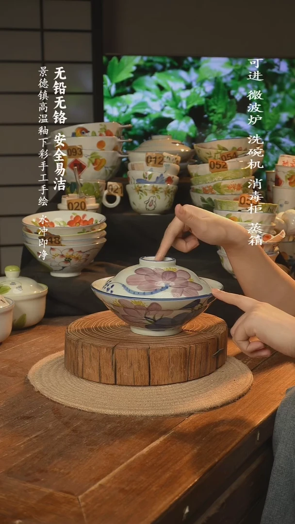 瓷景德镇高温瓷釉下彩手绘陶瓷