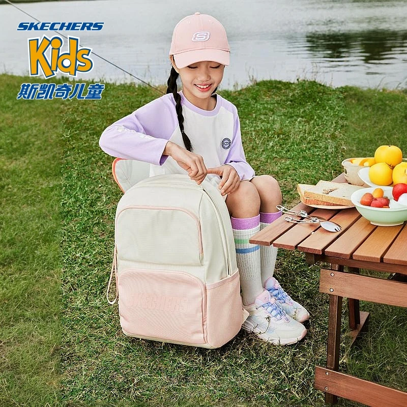 【斯凯奇】男女童双肩包撞色轻便大容量学生书包L124K062 DB