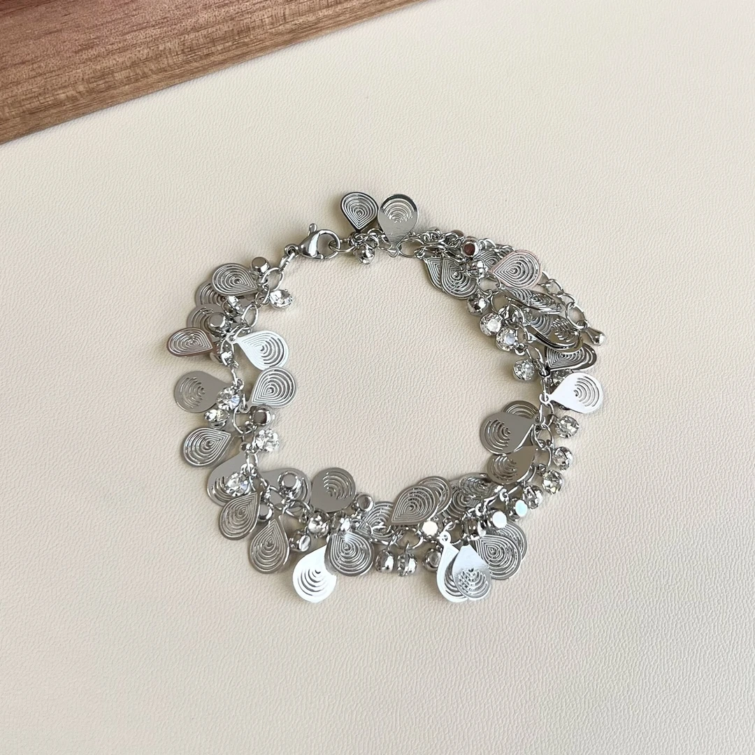 铜合金手链 中古水滴流苏手链复古重工小众高级感波西米亚风手饰