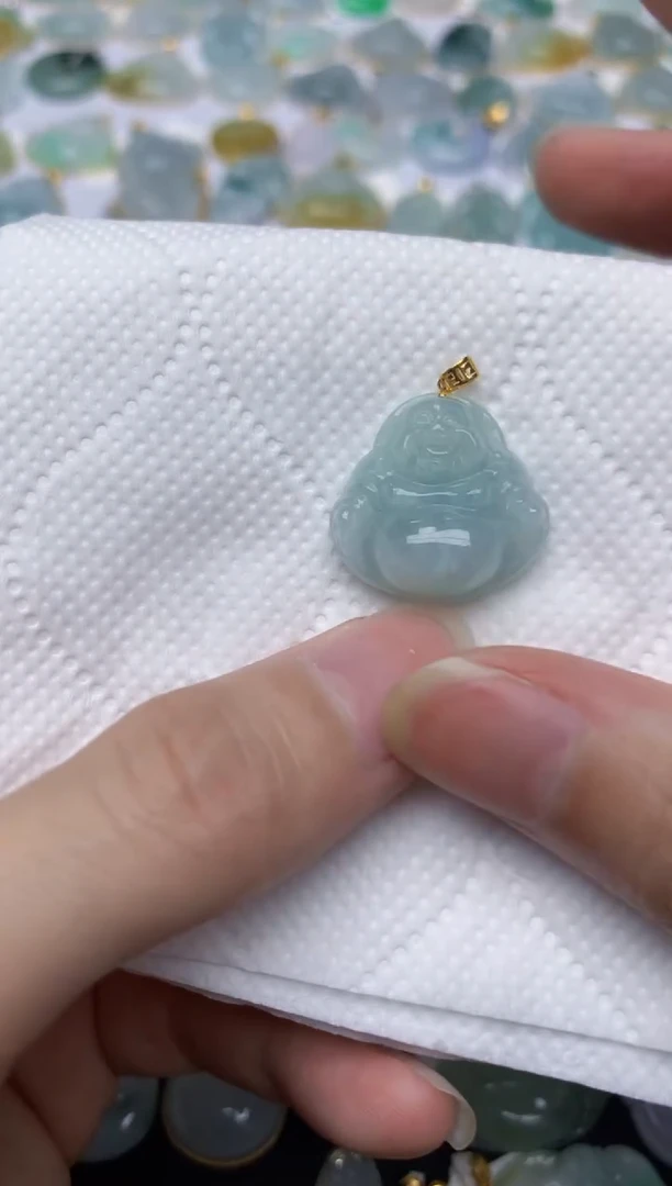 翡翠18K金镶嵌颈饰天然A货翡翠