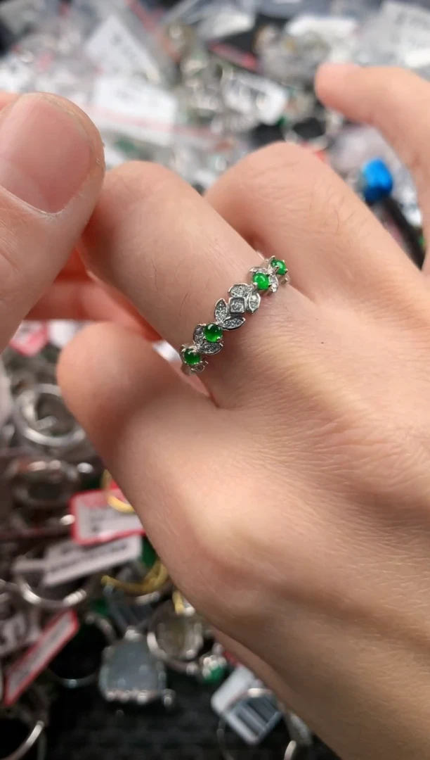 银S925镶嵌戒指翡翠2             6