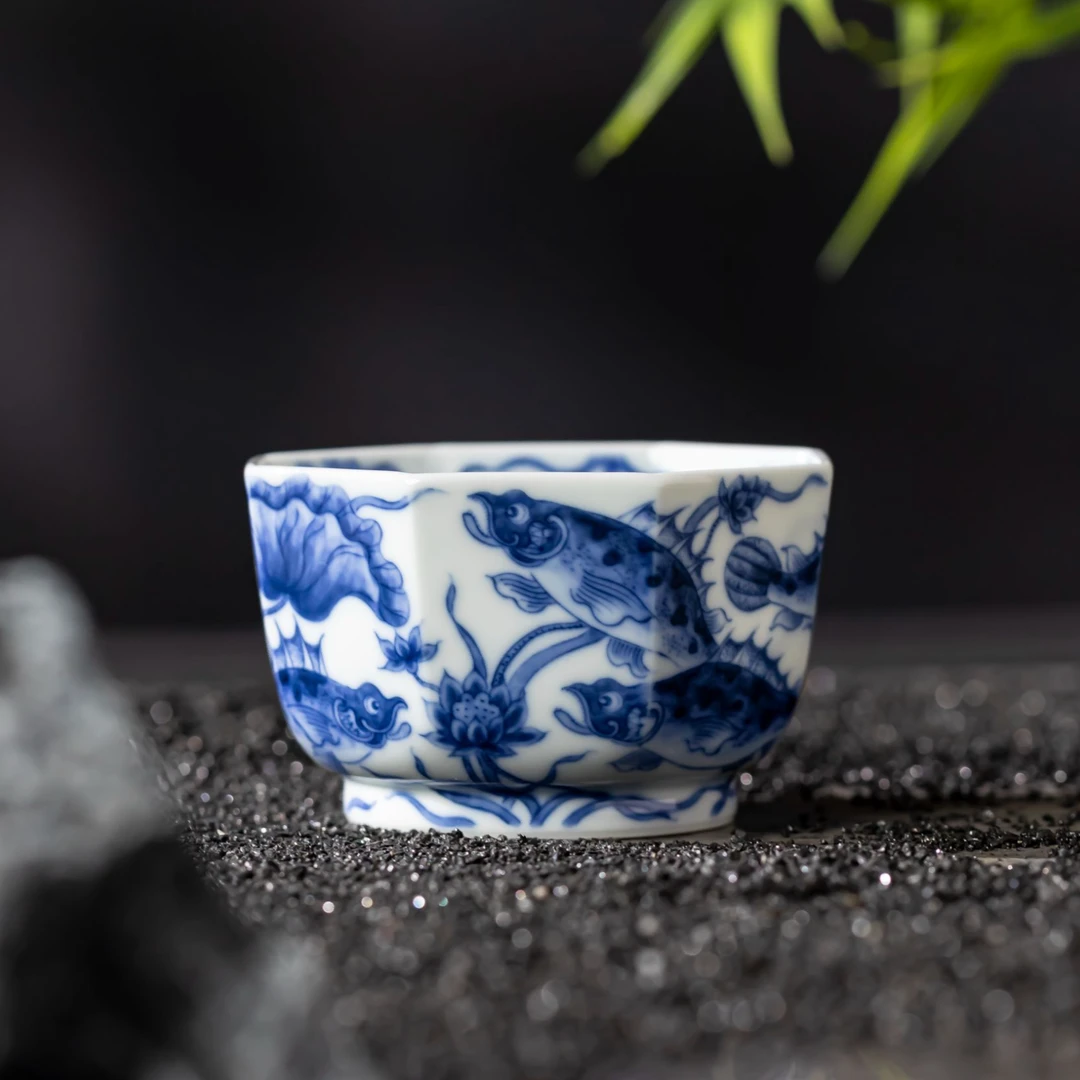 〖瑶瑶甄选〗望月怀古和为贵八方杯精工手绘景德镇陶瓷茶器主人杯