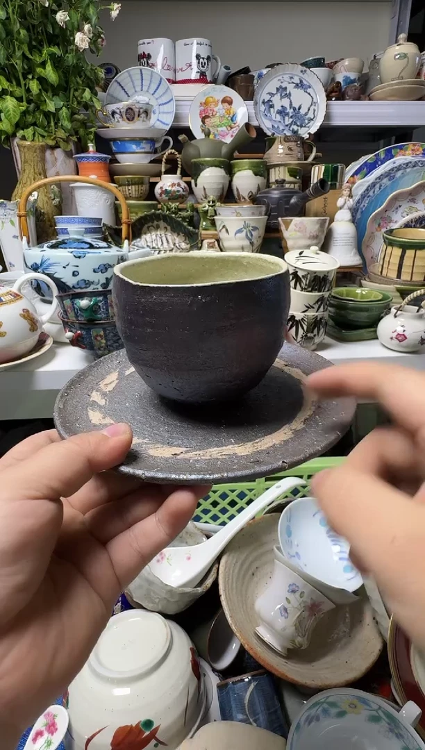 中古瓷器，默认微瑕-二搭的一套粗陶。071