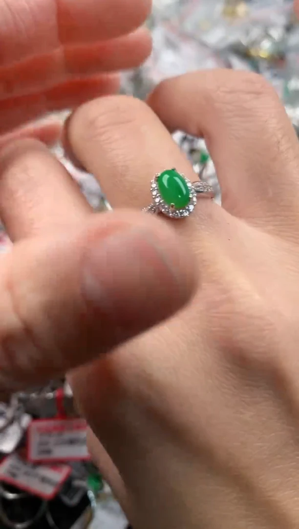 银S925镶嵌戒指翡翠1          1
