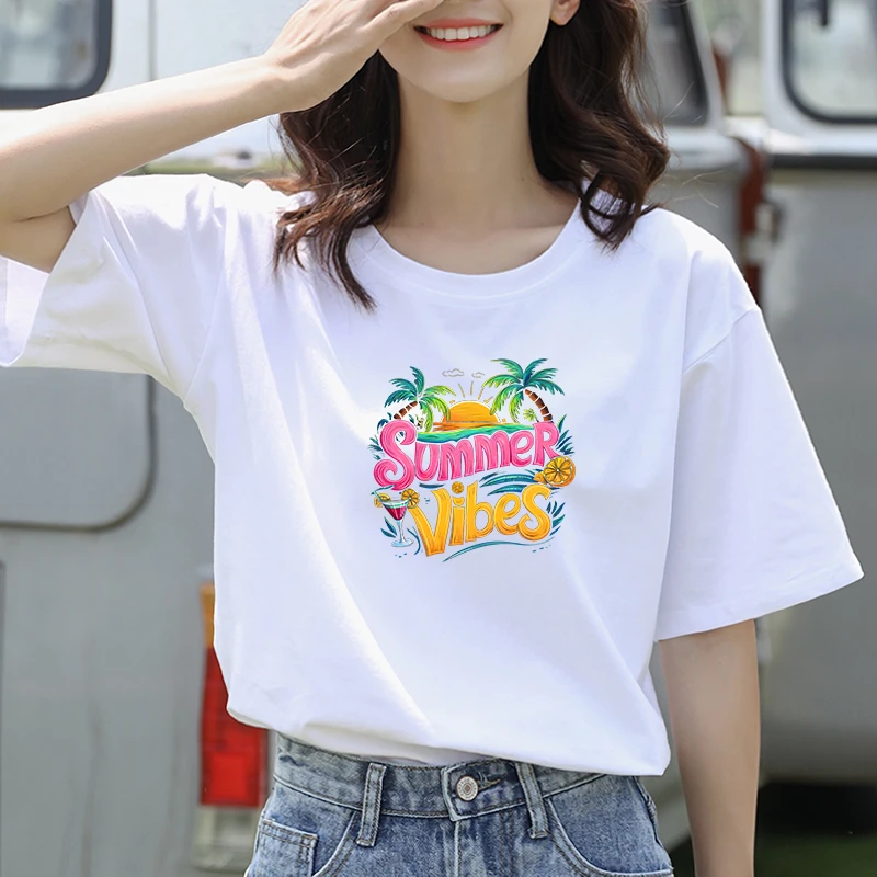 2025夏季新款正肩纯棉短袖t恤女宽松韩版上衣减龄显瘦百搭E7