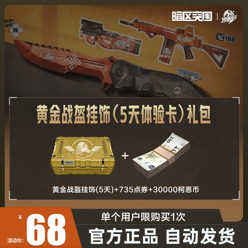 黄金战盔挂饰(5天体验卡)礼包【暗区突围官方授权】手游 游戏道具