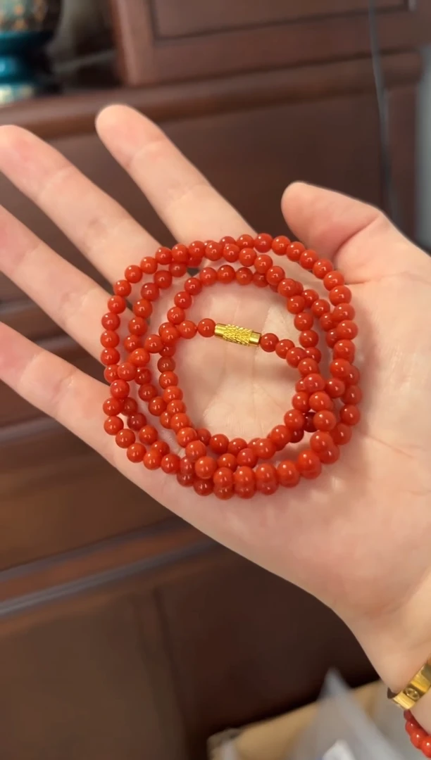 【闪购商品】南红玛瑙手串未镶嵌5mm满色满肉手链项链套装