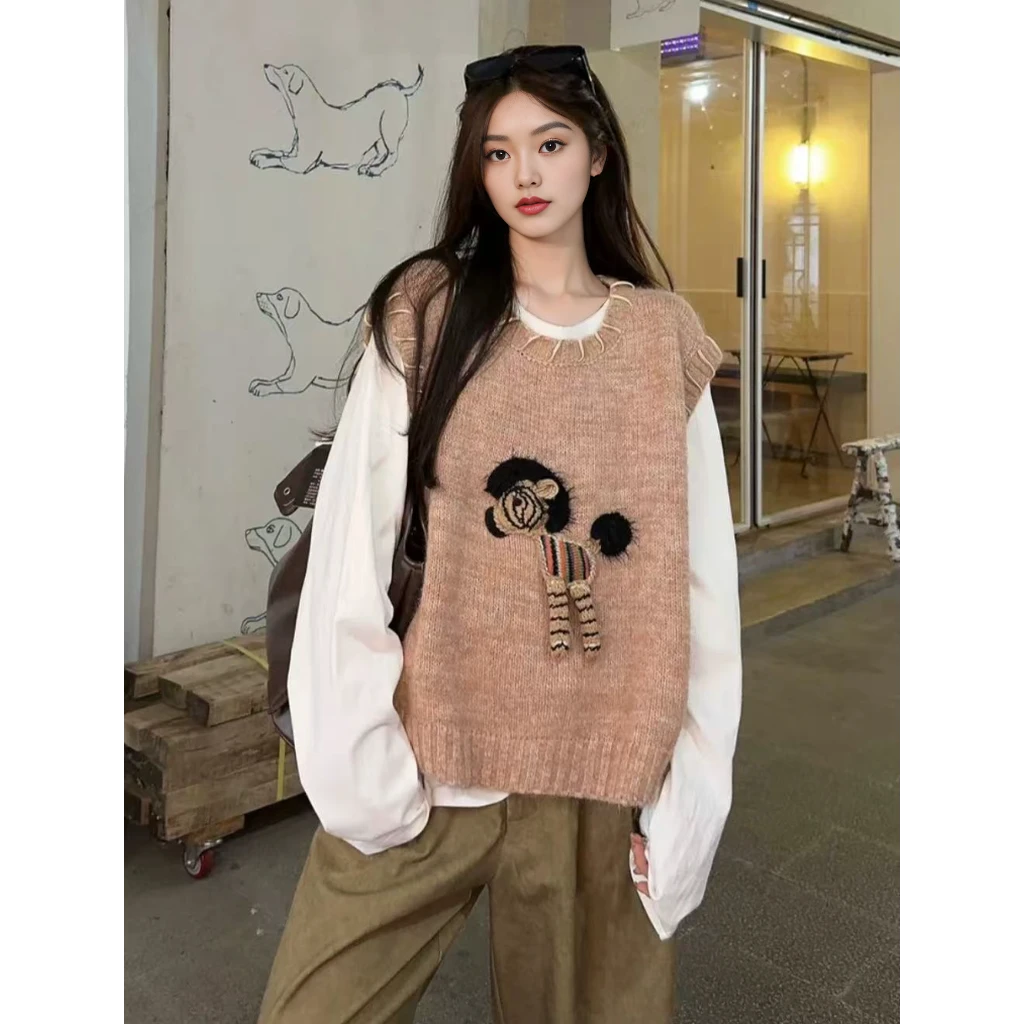 【彩色小马】圆领套头无袖马甲立体小马针织马夹背心毛衣.Y629