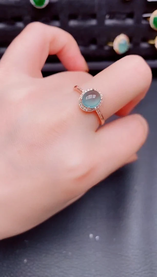 【闪购商品】翡翠戒指银S925镶嵌天然a货翡翠341