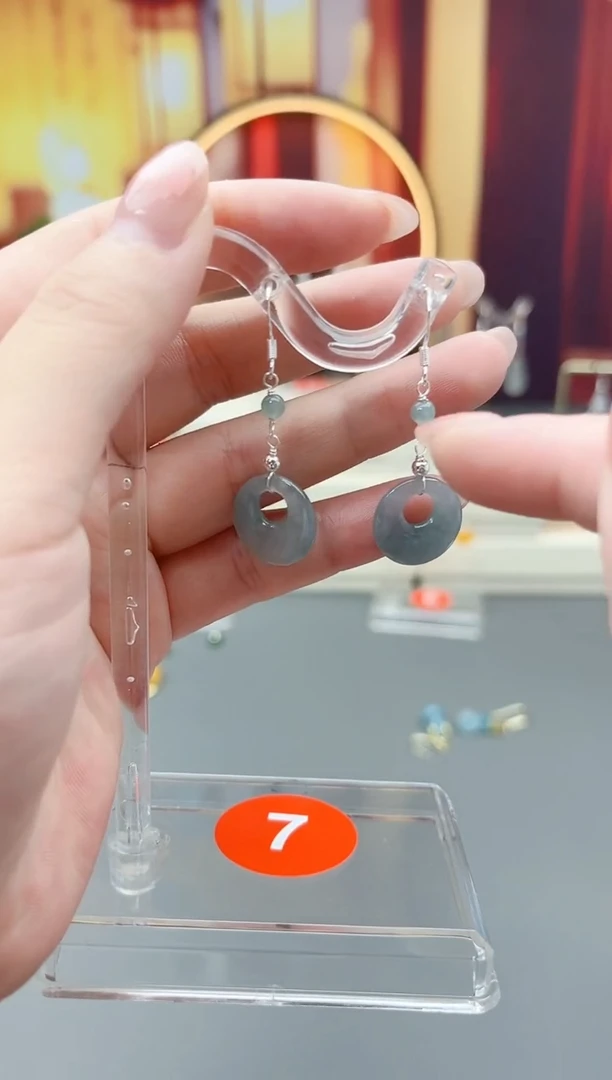 银S925镶嵌翡翠耳饰x14