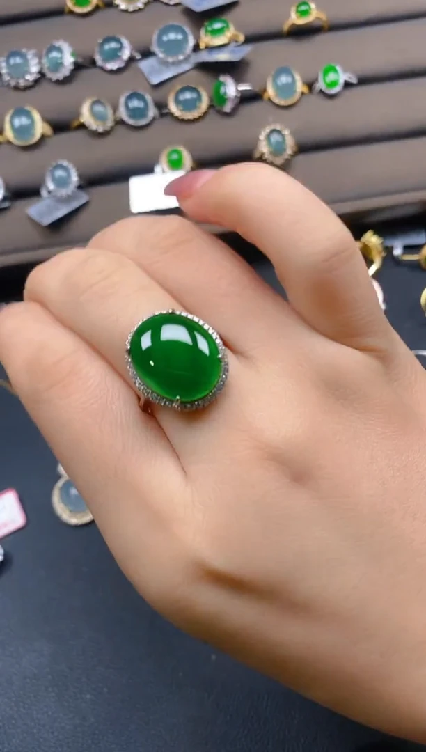 翡翠戒指银S925镶嵌121212
