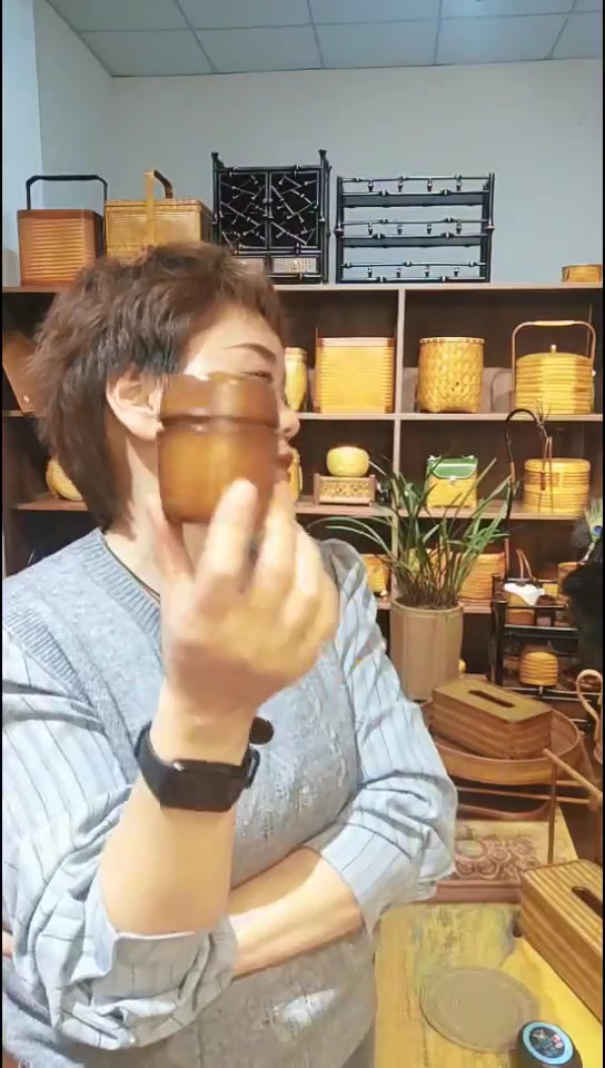 大漆朱砂茶仓大号