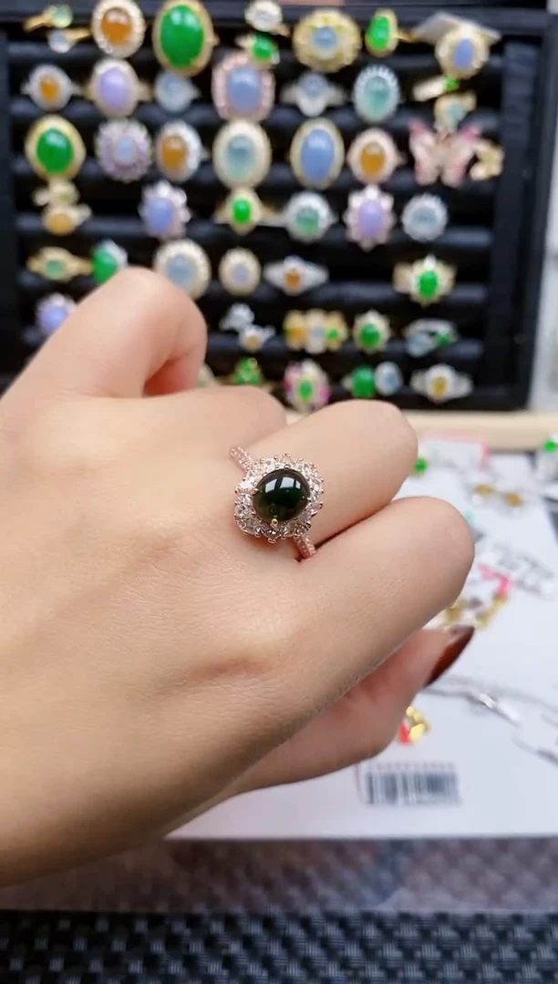 银S925镶嵌戒指翡翠161