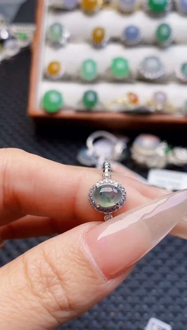 银S925镶嵌戒指翡翠5058