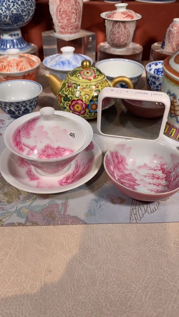 【闪购商品】杯子48宝石红三才盖碗一只茶杯一只