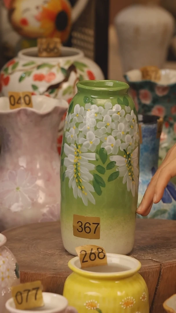 陶瓷景德镇设计师手作花器摆件侘寂风@M367@