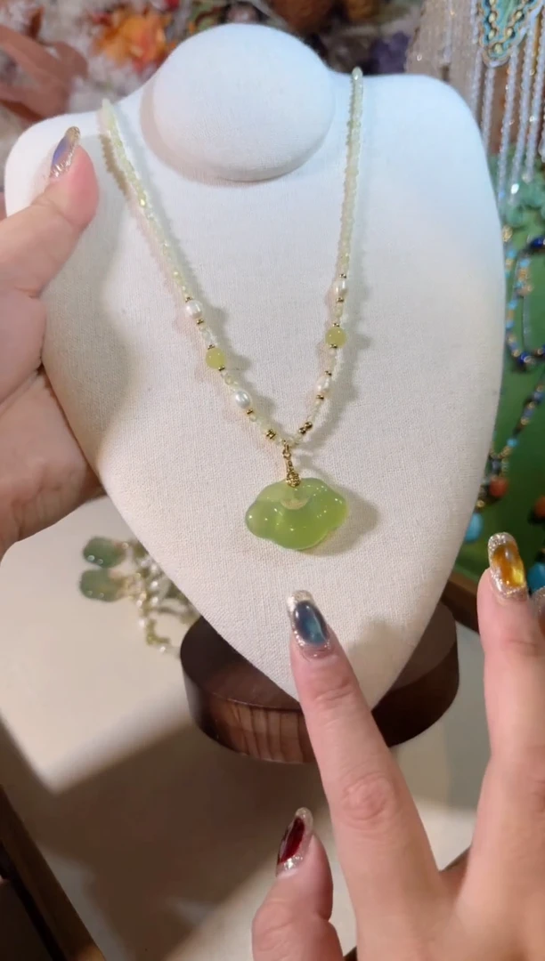 未镶嵌项链玛瑙/玉髓绿祥云 014