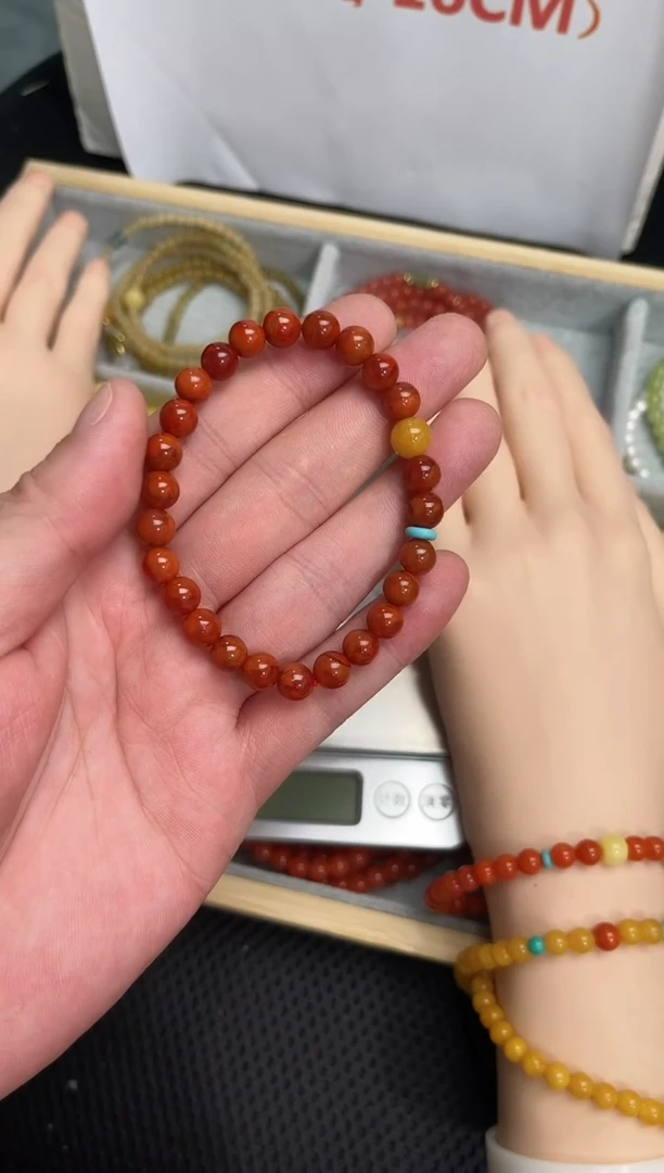 手串未镶嵌南红玛瑙火焰红单圈QF-A344（多样性发一）