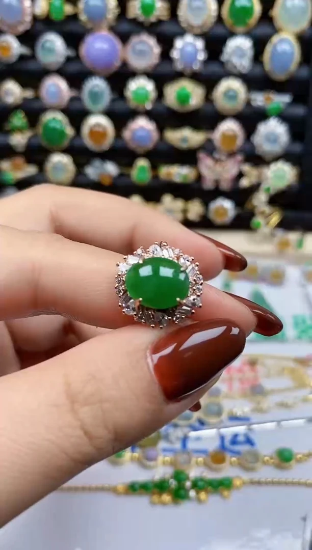 银S925镶嵌戒指翡翠2240