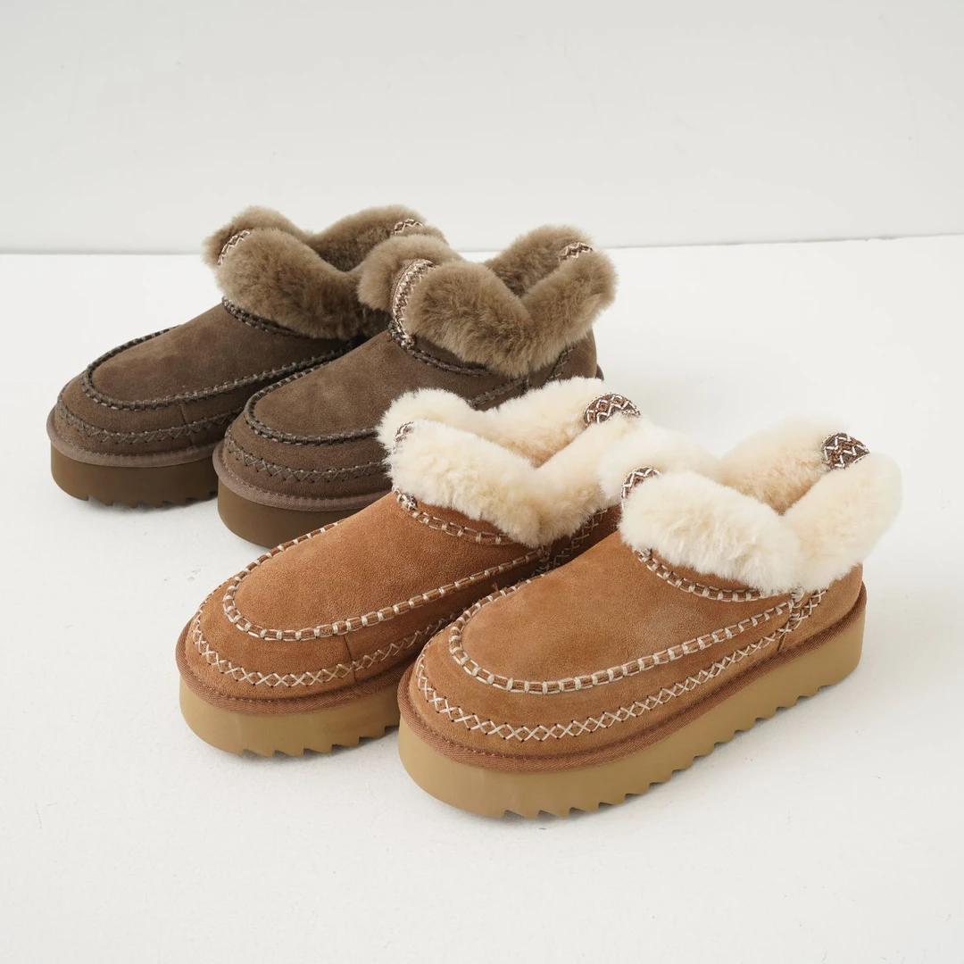 叶子定制-【暖意绒绒】意大利牛反.绒装饰缝线雪地靴24351130-10/13