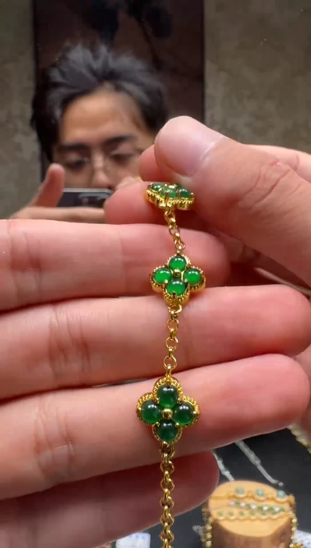 合金手链翡翠天然A货翡翠精致手链